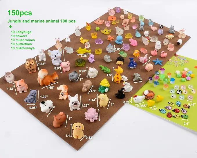 150 Pcs Mini Resin Animals Miniature Animal Figurines Tiny Resin Animals Mini Animals Small Animals Figures Bulk for Fairy Garden Décor Micro Landscape Ornaments Dollhouse Craft Accessories by GreenHaven Gardens