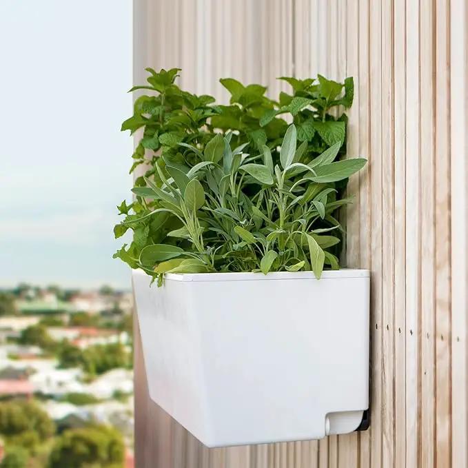 Glowpear Self Watering Planter Box - 23.6", White - UV Stable, Scalable Wall Mounts Plant Pot with Water Gauge, Indoor Outdoor for Vegetables, Flowers, Herbs, and Succulents, Gardening by GreenHaven Gardens