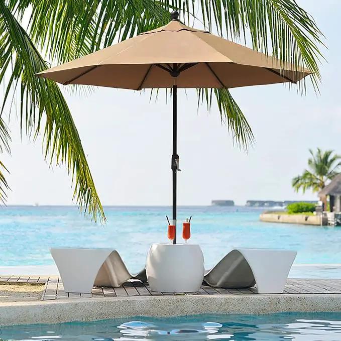EliteShade USA 10-Year-Non-Fading 9Ft Market Umbrella Patio Umbrella Outdoor Table Umbrella with Ventilation, Heather Beige by GreenHaven Gardens