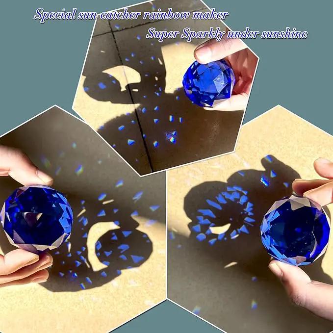 Gazing Ball Spiral Tail Wind Spinner with Sea Blue Crystal Orb, Wind Spinners Stabilizer with Hanging Swivel Hook, Sun Catcher Rainbow Maker Indoor & Outdoor Decoration Garden Gift 13" Height by GreenHaven Gardens