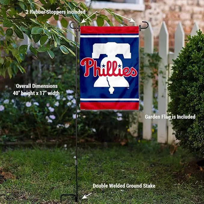 WinCraft Philadelphia Phillies Liberty Bell Garden Flag and Flagpole Stand Holder by GreenHaven Gardens