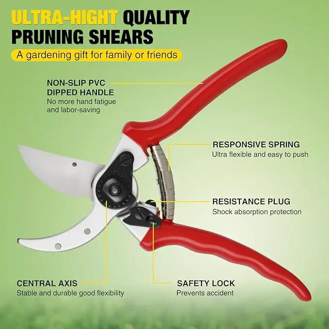 Yesker Pruning Shears Pruners for Gardening 8.5 in Professional Bypass Garden Scissors with Sharp SK5 Steel Blade Heavy Duty Hand Garden Shears Clippers for Branch Flower Plant Trimming Cutting Tools by GreenHaven Gardens