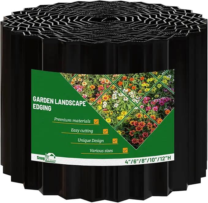 SnugNiture Corrugated Metal Garden Edging,6" x 20' Sturdy Lawn Edging Border,Landscape Edging Border for Lawn, Flower Bed,Garden and Yard(Black) by GreenHaven Gardens
