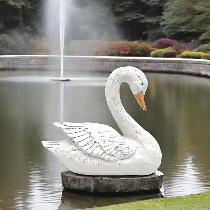 White Swan Figurine - Home Decor Exquisite Sculpture Resin，Artistic White Goose Statue Craft for Elegant Outdoor Garden and Yard Decoration, 7.48 Inches by GreenHaven Gardens
