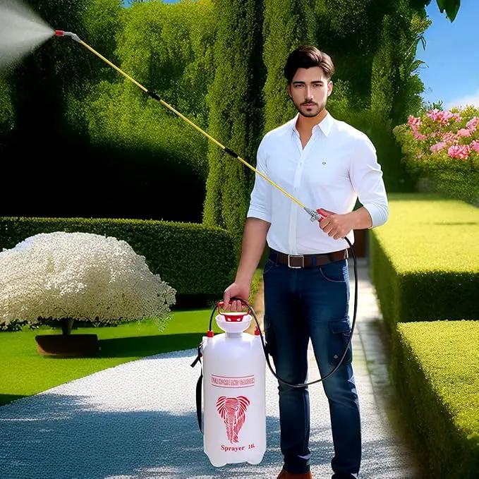 CLICIC 4 Gallon (16L) Lawn and Garden Portable Sprayer Pump Pressure Sprayer with Four Spray Poles Totaling 52 inches in Length by GreenHaven Gardens