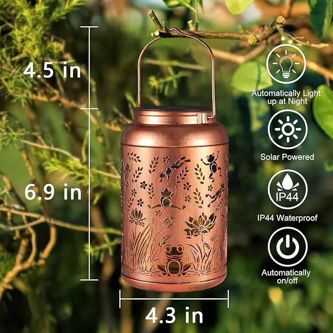 Frog Decoration Solar Lanterns Outdoor Waterproof Garden Decor Gifts for Women Mon Grandma Metal Hanging Solar Lights for Outside LED Lanterns for Yard, Patio, Lawn, Tabletop, Pathway, Landscape by GreenHaven Gardens