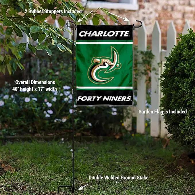 College Flags & Banners Co. Charlotte 49ers Garden Flag with Stand Holder by GreenHaven Gardens