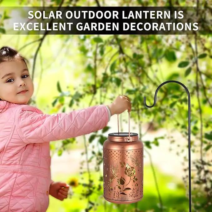 Rose Butterfly Decoration Solar Lanterns Outdoor Waterproof Garden Decor Gifts for Women Mon Grandma Metal Hanging Solar Lights for Outside LED Lanterns for Yard, Patio by GreenHaven Gardens