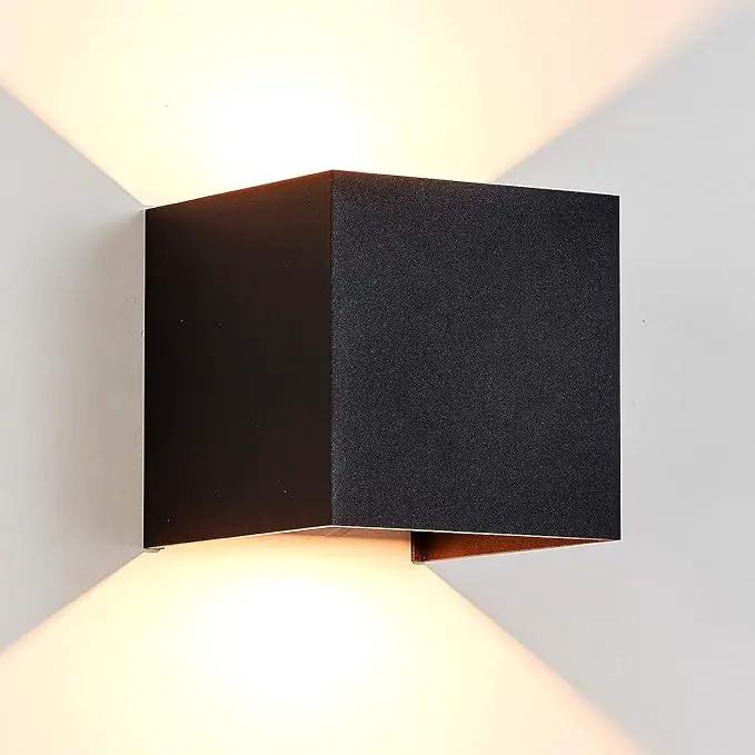 LANFU Aluminum 40W 3000K Cube Square Indoor Outdoor IP65 Waterproof Wall Lights Black Modern Wall Sconce LED Lighting Fixture Black 40W Larger Outside for Patio House by GreenHaven Gardens