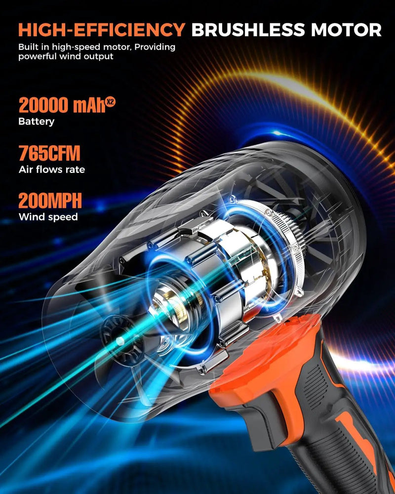 Leaf Blower Cordless with Battery and Charger,800,000 RPM,Extended Nozzle,Lightweight Handheld Design,Blower for Patio Cleaning,car Blowing Water,Blowing Leaves and Dust（ Citrus Orange） by GreenHaven Gardens