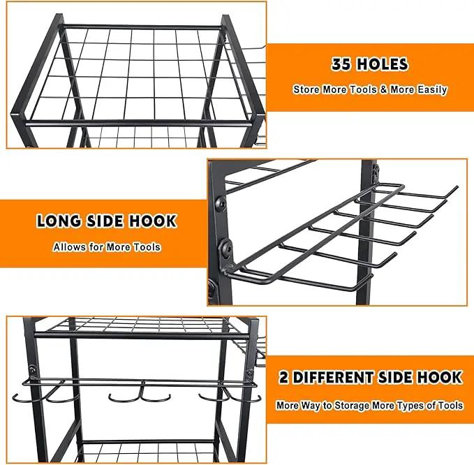 3 Tier Garden Tool Organizer, Yard Tool Tower Rack, Tool organizer up to 78 Tools, Heavy Duty Garden Tool Organizer for Garage, Yard, Patio, Shed, Indoors and Outdoors, Black by GreenHaven Gardens