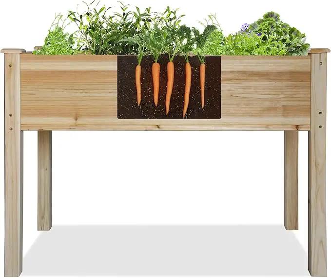 LZRS Raised Garden Bed Outdoor Planter Box with Legs for Herbs, Vegetables, Flowers, Great for Outdoor Patio, Yard and Deck, 220lb Capacity, Natural by GreenHaven Gardens