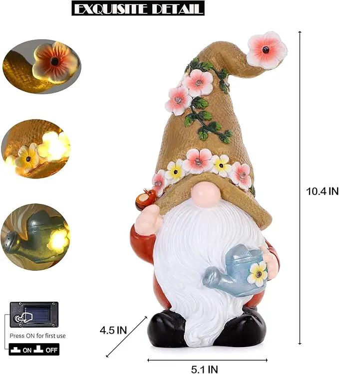 Garden Gnomes in The Hat Stood -Solar Resin Spring Bee Gnome Figurine Statue Garden Lights Outdoor Decorations Waterproof for Patio,Yard,Lawn, by GreenHaven Gardens
