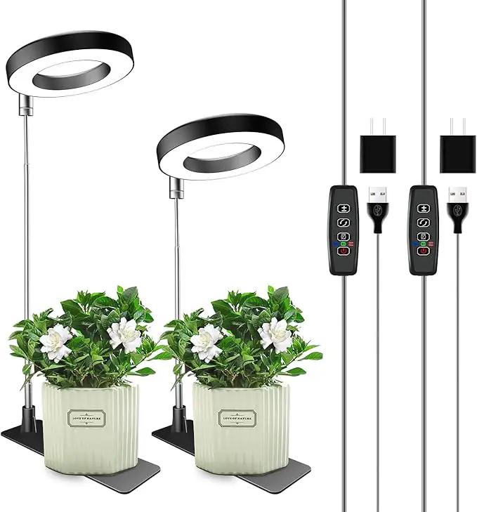Grow Lights for Indoor Plants, 48 LEDs Full Spectrum Plant Light for Indoor Plants, Height Adjustable Growing Lamp with Base, 3 Optional Spectrums, Auto Timer 3/9/12Hrs, 10 Brightness,2 Pack by GreenHaven Gardens