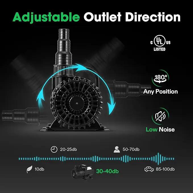 VIVOSUN 2700 GPH Submersible Water Pump with Barrier Bag, 120W Pond Pump, Ultra Quiet Aquarium Pump with 15FT. Lift Height for Pond, Waterfall, Fish Tank, Statuary, Hydroponic by GreenHaven Gardens