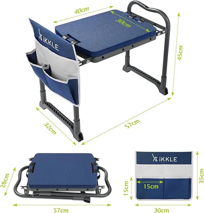 ikkle Garden Kneeler and Seat Gardening Stool Kneeler Folding Gardening Bench with Thicker Detachable Kneeling Pad and Tool Store Pouches (Blue) by GreenHaven Gardens