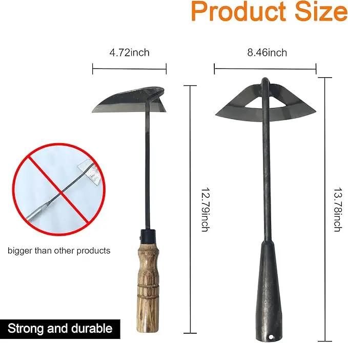 Pack of Weeding Tool Hollow Hoe and Japanese Sickle Garden Tool and a Pair of Professional Gardening Gloves - Heavy Duty Very Sharp Gardening Hand Tools for Landscaping - Nejiri Gama Hoe by GreenHaven Gardens