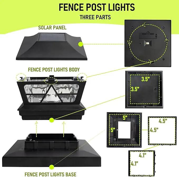 TW SHINE 8 Pack Solar Outdoor Fence Post Lights, 2 Modes Post Cap Lights Waterproof Warm White/Cool White for Yard, Garden, Porch, Patio Decor, for 4x4 5x5 6x6 Wood Posts by GreenHaven Gardens
