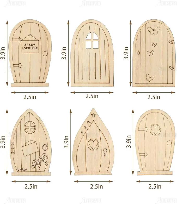 AUEAR, 24 Pack Fairy Door Miniature Wooden Garden Doors Windows Unfinished Window Accessories Mini House DIY Craft for Wall Home Party Decoration (6 Styles) by GreenHaven Gardens