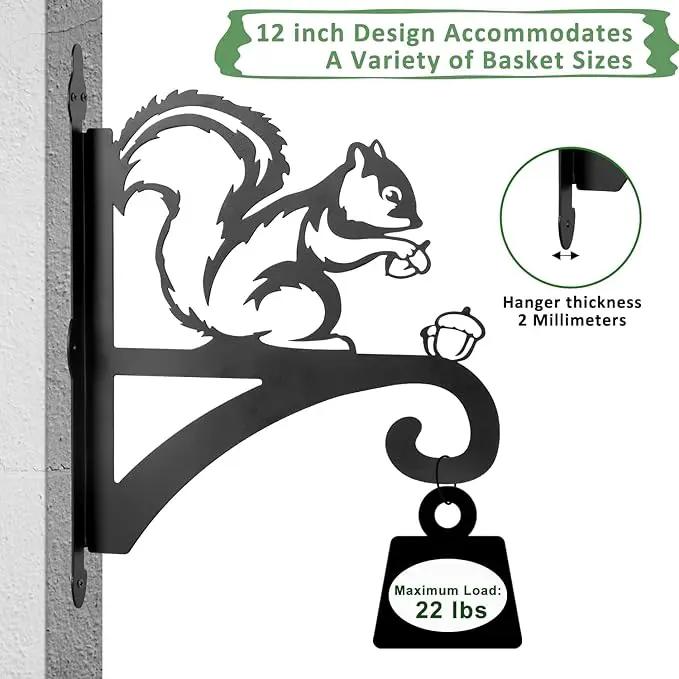 ATKKE Hanging Plant Bracket Hangers Indoor Iron Wall Mount,11” Squirrel Silhouette Ornamental Iron Hangers Hookers for Flower Pot Lantern Bird Feeder Wind Chimes by GreenHaven Gardens