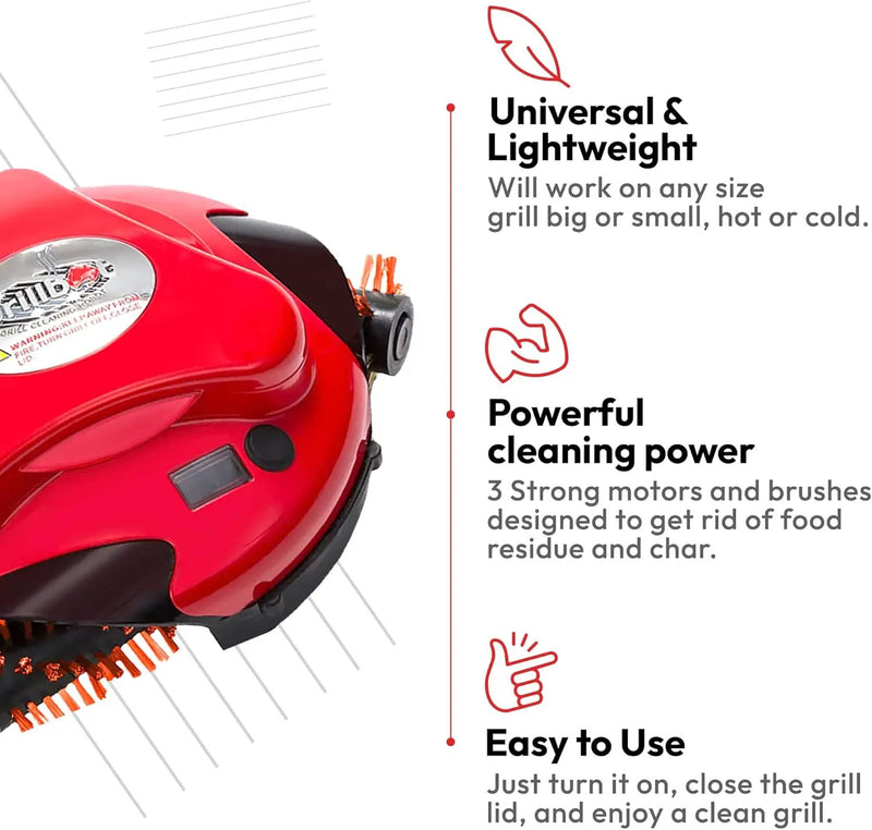 Grillbot Automatic Grill Cleaning Robot with Nylon Brushes, BBQ Grill Cleaner, Grill Brush, Grill Scraper, BBQ Accessories (Red Grillbot) by GreenHaven Gardens