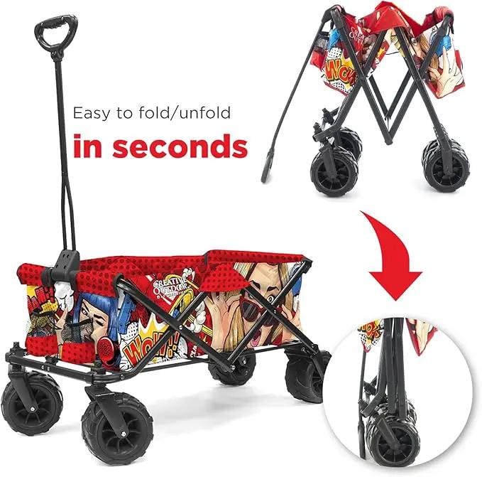 Creative Outdoor Original Folding Wagon All-Terrain Wheels by GreenHaven Gardens