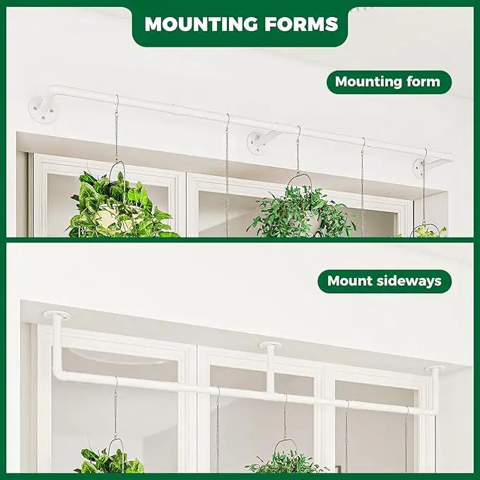 Bamworld Hanging Planters for Indoor Plants Plant Hanger Indoor Hanging Plant Holder Window Plant Shelves Metal Rod(Pot&Plant Not Included) 70in White by GreenHaven Gardens