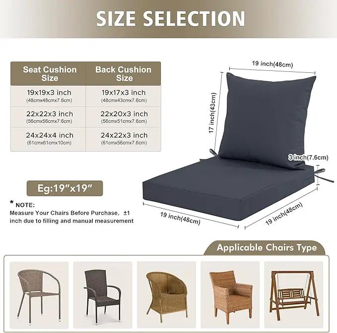 24x24 Inch Outdoor Cushions for Patio Furniture, Waterproof Outdoor Chair Cushions w/Fade-Resistant, Removable & Machine-Washable Covers, Deep Seat Sofa/Couch Pads Replacement – Set of 4, Dark Grey by GreenHaven Gardens