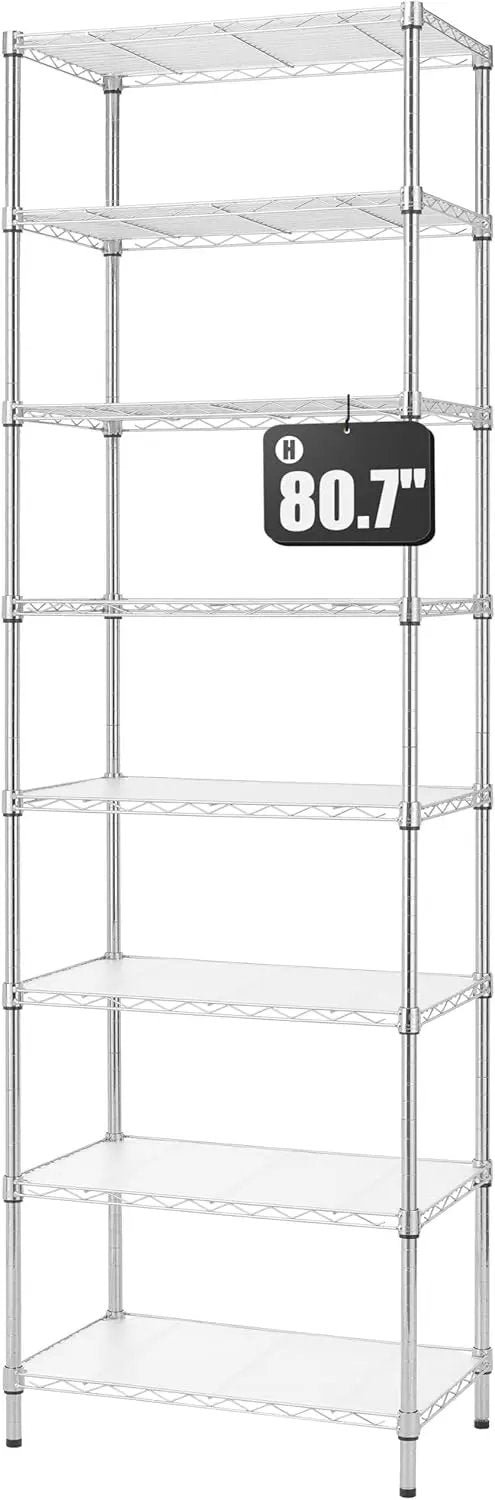 Finnhomy 8-Tier Wire Shelving Unit Adjustable Steel Wire Rack Shelving, 80.7 Inches Height 8 Shelves Metal Storage Rack, Pantry Shelves for Storage with PE mat, NSF Certified, Chrome by GreenHaven Gardens