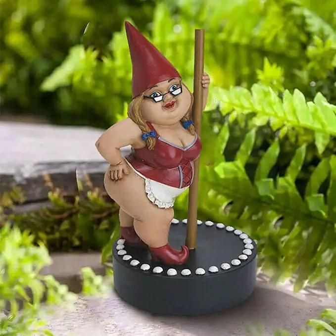 Funny Woman Dancing Gnome, Pole Dance Garden Gnomes, Funny Outdoor Indoor Statue for Home, Creative Figurine Decoration for Patio Lawn Garden Yard Art (Red) by GreenHaven Gardens
