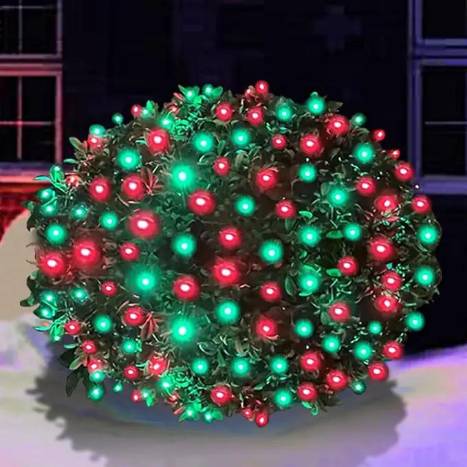 HISHINY LED Christmas Net Lights Outdoor, 5ftx5ft 100LED Green Wire, Connectable Bush Mesh Net Lights String for Halloween Christmas Party,Shrub,Yard,Tree（Red&Green） by GreenHaven Gardens