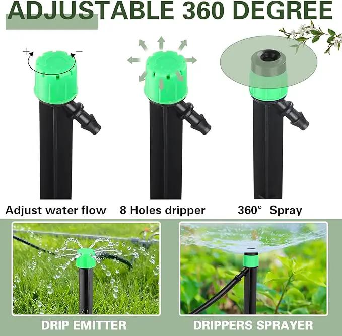 120 Pcs Drip Irrigation Emitters for 1/4'' Drip Irrigation Tubing 60 Irrigation Emitters Sprayer 60 Adjustable 360 Degree Water Flow Drippers for Patio Lawn Garden Watering by GreenHaven Gardens