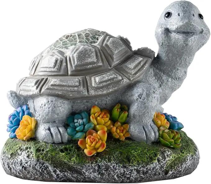 Garden Statue Turtle,Solar Turtles Decor for Outdoor,Resin Tortoise Figurine with Solar Light for Patio,Balcony,Yard,Lawn Ornament,Perfect Garden Gift by GreenHaven Gardens