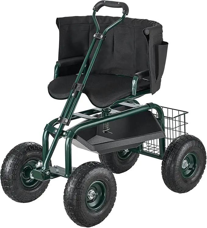 VEVOR Rolling Garden Seat with Wheels, Gardening Stool with Height Adjustable & 360°Swivel Seat, Ergonomic Backrest & Tool Storage, 400lbs Weight Capacity, Garden Scooter Wagon Cart for Yard, Patio by GreenHaven Gardens