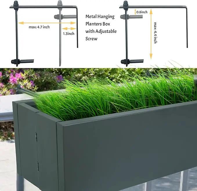 2 Pack Metal Railing Planter Box, 30 Inch Balcony Planters with Adjustable Brackets, Large Hanging Planters for Outdoor Fence Deck by GreenHaven Gardens