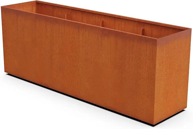 Corten Steel Planter Rectangle Outdoor Metal Garden Box Heavy Duty | Made in USA | Fully Assembled by GreenHaven Gardens