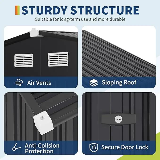 6x8 FT Metal Storage Sheds Outdoor, Metal Yard Sheds MetalGarden Shed Kit, MetalTool Shed with Lockable Door, Utility Buildings with Air Vent for Backyard Garden Patio Lawn by GreenHaven Gardens