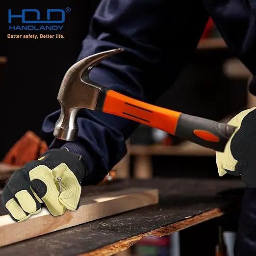 HLDD HANDLANDY Mens Leather Gardening Gloves, Utility Work Gloves for Gardening, Yardwork, Construction, Mechanics by GreenHaven Gardens