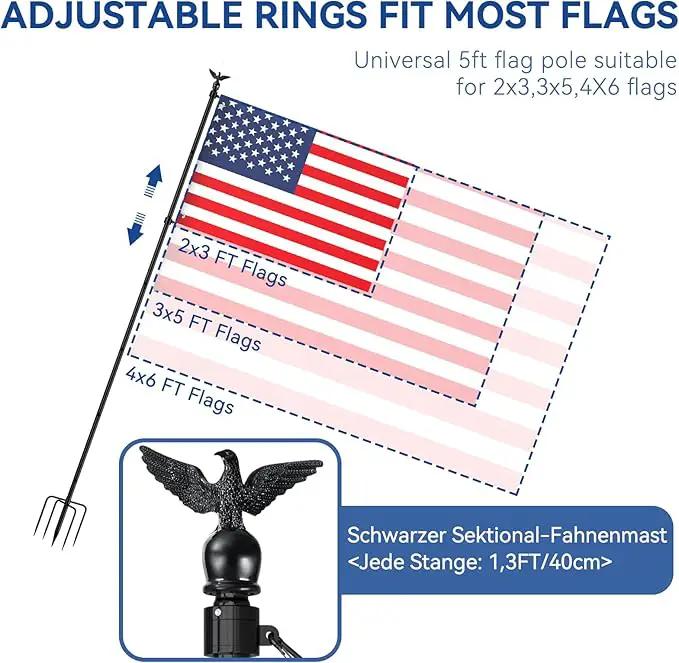 ZMTECH 10 FT Flag Pole Kit in Ground with 5 Pronges Base, Heavy Duty Flag Pole Holder with Metal Eagle Topper for Outside House & Yard Outdoor Garden Decor Residential Commerical(1 Pack,Without Flag) by GreenHaven Gardens