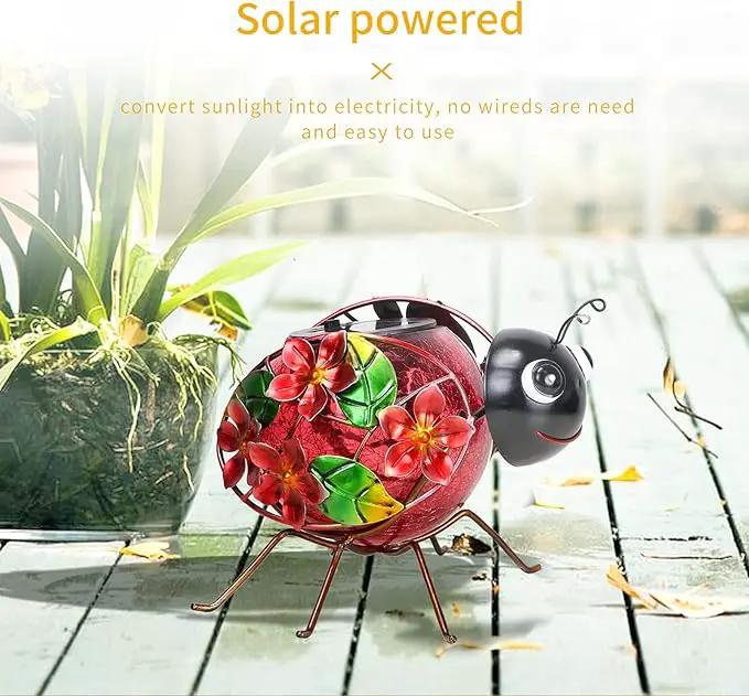 MUMTOP Solar Lantern, Waterproof LED Solar Lights Outdoor Ladybug Decorative Tabletop Lanterns for Patio Garden Table Decor by GreenHaven Gardens