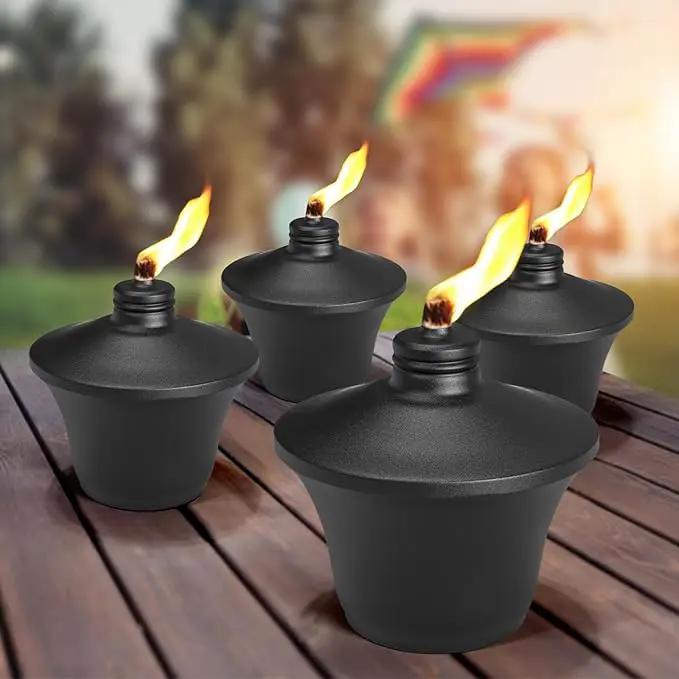 4-Pack Citronella Tabletop Torches, 14.5 oz Table Top Torches for Outdoor, Metal Oil Burner Candles, Garden Torches with Fiberglass Wick for Yard, Patio, Deck, Garden, Party, Landscape by GreenHaven Gardens