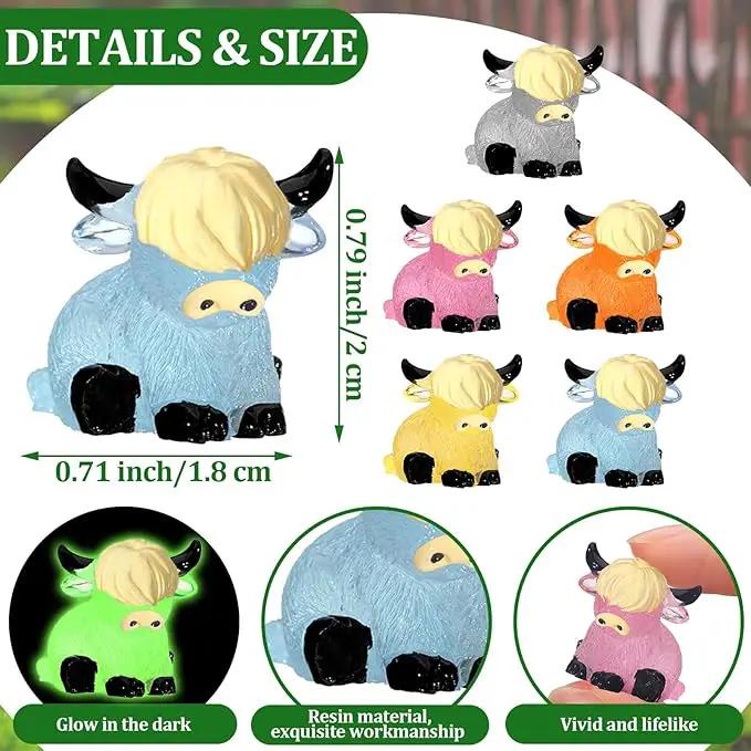 50 Pcs Luminous Mini Highland Cow Figurines Resin Miniature Highlandcow Statues Tiny Cows Miniatures Glow in The Dark for Dollhouse Micro Landscape DIY Home Outdoor Party Decor by GreenHaven Gardens