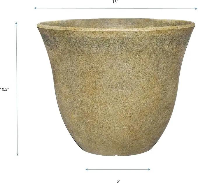 Classic Home and Garden Honeysuckle Planter, Patio Pot, 13" Fossil Stone (One Pack) by GreenHaven Gardens