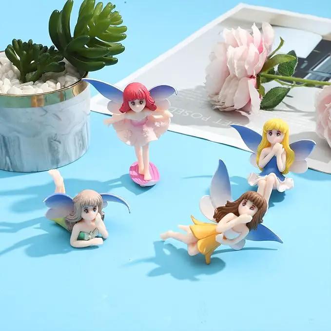 ONEST 4 Pieces Miniature Fairy Garden Accessories Small Fairy Figurines Hand Painted Fairy Figures Girl Fly Wing Figurines for Car Decor Fairy Garden Flower Pot Birthday Cake Topper by GreenHaven Gardens