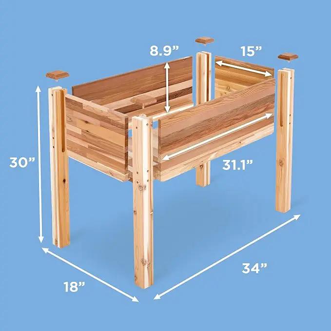 Jumbl, Cedar Raised Garden Bed, Elevated Wood Planter for Growing Fresh Herbs, Vegetables, Flowers, Succulents - 34x18x30” by GreenHaven Gardens