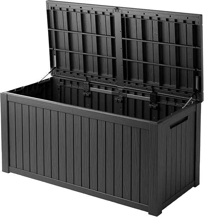 200 Gallon Outdoor Storage Box - Waterproof Patio Deck Box for Outside Deliveries, All-Weather Resin Bin with Lock for Cushions & Tools, UV-Resistant, Matte Black by GreenHaven Gardens