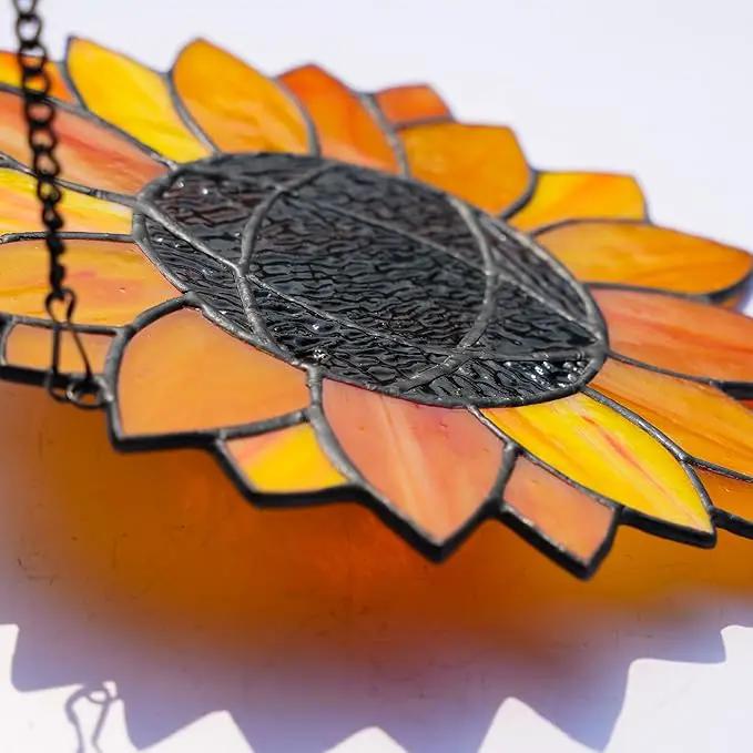 BOXCASA Sunflower Gifts Stained Glass Window Hangings,Sunflower Suncatcher Best Teacher Gifts for Women,Sunflower Decor Suncatcher for Window,Home Decor,Gift for Teacher Mother Grandma by GreenHaven Gardens