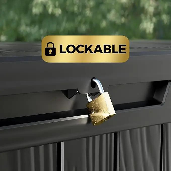 80 Gallon Lockable Resin Deck Box, Waterproof & UV-Resistant Outdoor Storage Box for Outdoor Cushion Storage, Garden Tools & Pool Accessories Storage, Black by GreenHaven Gardens