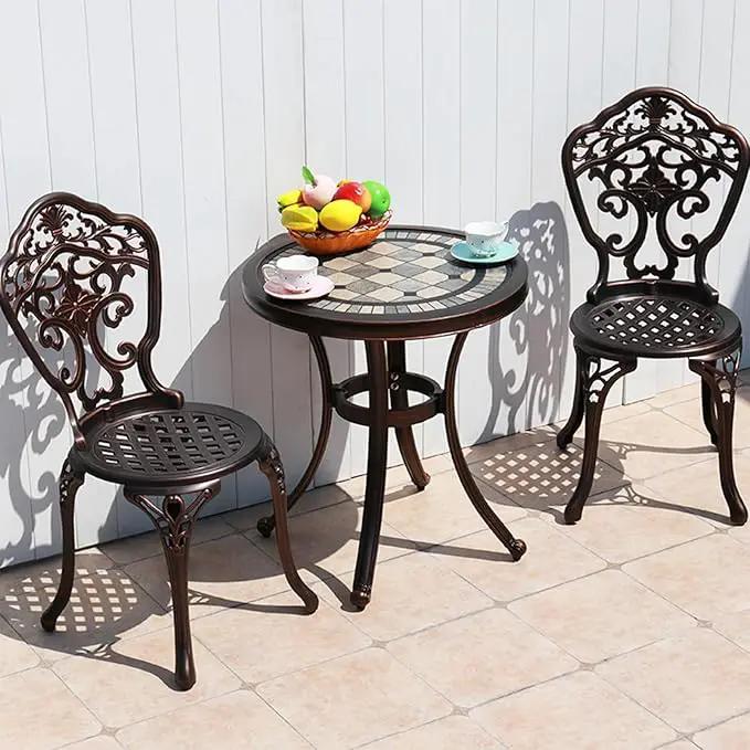 Outdoor Dining Chair Cast Aluminum Patio Chairs Set of 2 All-Weather Patio Dining Chair with Adjustable Feet for Backyard Garden (Orchid Chair) by GreenHaven Gardens