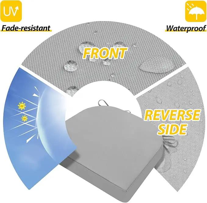 AAAAAcessories Outdoor Seat Cushions for Chairs, Waterproof, Fade-Resistant Patio Furniture Replacement Cushions, 17" x 16" x 2", Set of 4, Gray by GreenHaven Gardens